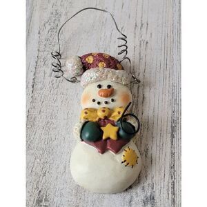 Snowman hat star glitter ornament Xmas decor polka-dot